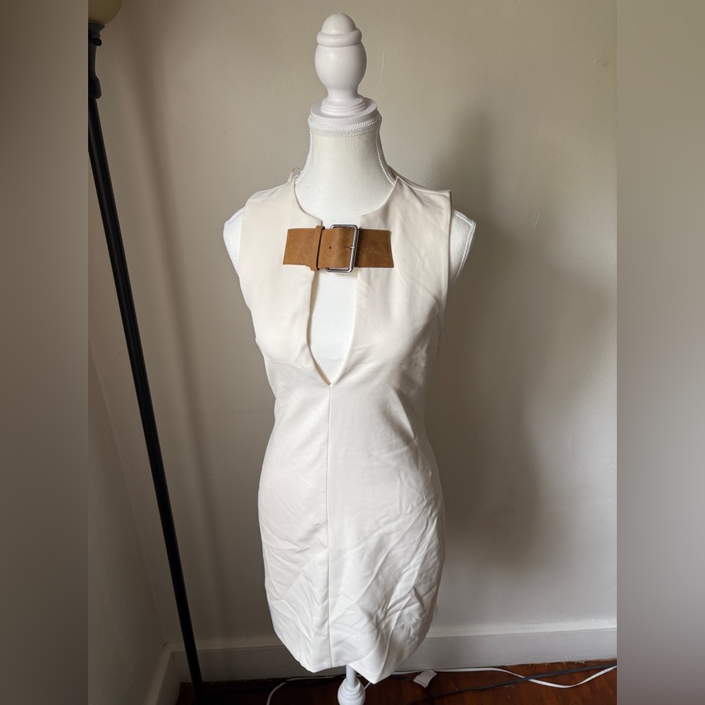 Zara Cream Dress with Brown Accent